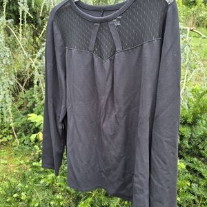 Lane Bryant Black Long Sleeve Top with Mesh Detail